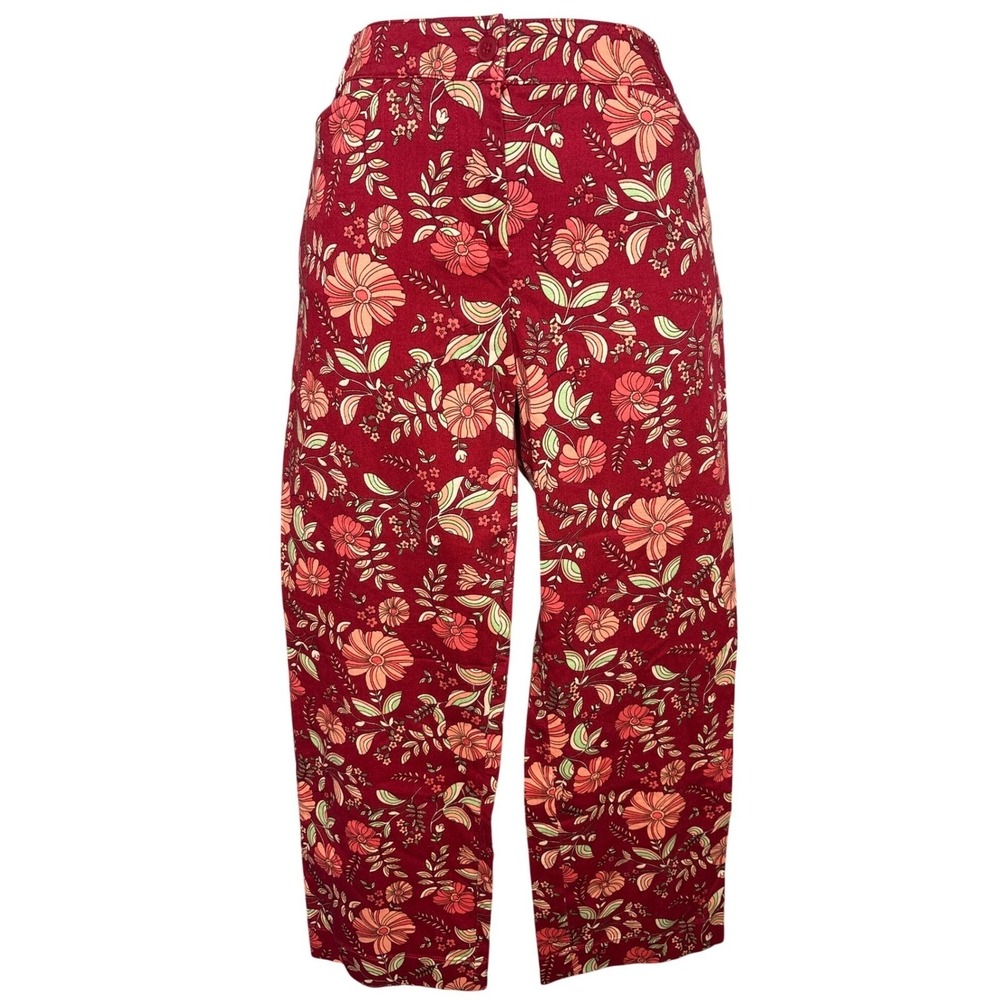 NWT ANN TAYLOR LOFT Red Floral Straight Cropped Pants Sz 2P‎ Preppy Coastal Bold